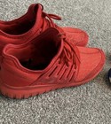 Adidas Men   s Red Low Top Lace-up Athletic Sneakers  Geometric Pattern