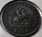 1854 Bank Of Upper Canada Half Penny