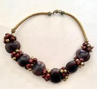 Vintage Hawaii Hamburger Sea Bean Seed Pod Necklace Gold Cord 16 5 Inches