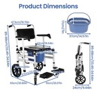 Rolling Commode Chair Shower Commode Mobile Wheelchair Mobile Padded Toilet Seat