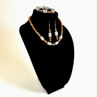 Necklace Bracelet Earrings Set Sterling Silver 925 Orange Blue Glass Bead