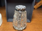 Vtg Cut Glass Salt   Pepper Shakers W  Sterling Silver Repousse Nouveau Caps