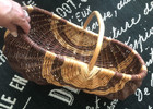 Vtg Lg 2 Tone Willow Buttocks Gathering Egg Wicker Basket Primitive Farmhouse