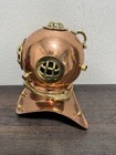 Vintage Divers Helmet Brass  Copper   Glass Replica Nautical Vgc Decorative