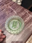 Vintage Hazel Atlas Green Glass Checkerboard Ashtray matchbox Holder 