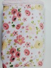 Roses Baby Blanket White W Pink Yellow Girl Plush Flowers Floral B77