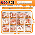 330pcs Copper Crush Washer Assortment Kit M5-m20 Metric Copper Sealing Washers F