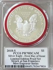 2018 S Silver Eagle Pr70 Mint Engraver Series Mercanti Flag Limited Ediiton Fdi