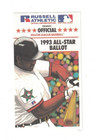 1993 Mlb Baseball Russell Athletic All Star Game Ballot