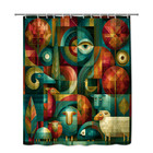 Abstract Animal Art Shower Curtain  Geometric Boho Print