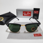 Ray-ban Rb 3016 Sunglasses Clubmaster Classic Black Frame Green Lens 51 Mm