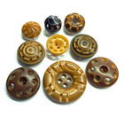 9 Antique Pierced Vegetable Ivory Sewing Buttons   Tagua Nut   Over 3 8  To 7 8 