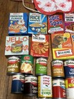 Vintage Grocery Shopping Food Play Kitchen Lot 19 Boxes 16 Cans 80s Chilton Pans