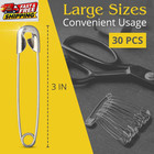 30 Pack 3 In Extra Large Stainless Steel Safety Pins Heavy Duty Sewing Pins