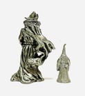 Lot Of Two Vintage 1980 s Pewter Wizards With Crystal Balls