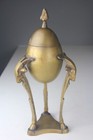 Vintage Solid Brass Figural Rams Head Urn  Style Stand Nora Fenton Designs 