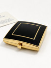 Estee Lauder Lucidity Retro Chic 1992 Black Enamel Gold Compact Nib Mint
