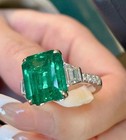 Statement 8 25ct Emerald Cut Green Emerald Certified Diamond Ring 14k White Gold