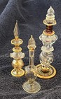 Three Vintage Diminutive Persian Style Art Glass Perfume Bottles