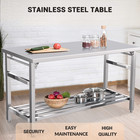 Nsf Heavy-duty Stainless Steel Folding Prep Table  Commercial Kitchen Work Table
