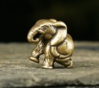 Brass Elephant Animal Statue Small Sculpture Tabletop Figurine Home Decor Gifts