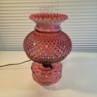Fenton Cranberry Opalescent Hobnail Lamp Electric Glass Base