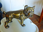 Vintage Bronze Metal Mack Trucks Inc  Bulldog Dog Coin Piggy Bank Doorstop