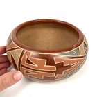 Vtg Native American Santa Clara Pueblo Redware Polychrome Pottery Bowl