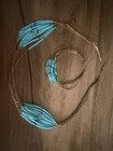 Liquid Sterling Silver Turquoise Glass Bead Necklace Bracelet Native American