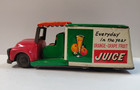 Rare Vintage 1950   s Ichimura Tin Litho Juice Delivery Truck With Friction Drive