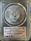 2021 P  1 Emergency Silver Eagle Pcgs Ms70 Fdoi Legends Psa  Ken Griffey Jr Auto