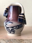 Signed Vintage Art Pottery Ceramic Vase With Stylized Bird   Blue-purple Glaze