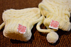 Vintage Glo-knit Baby Booties Pale Yellow With Pom Poms  Made In Republic Of Kor