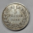 1833 France 5 Francs Large Silver Crown Coin Circulated Louis Philippe  w41