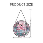 Flamingo Stained Glass Window Hanging  Round Tropical Beach Scene Stain Glass   