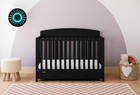 5-in-1 Convertible Crib With Drawer Black Converts From Baby Crib To Toddler Bed