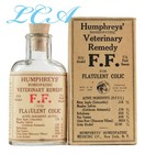 Antique Humphreys  Veterinary Medicine Bottle Ff Embossed Horse W  Label In Box