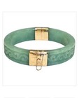 71gr  14k Gold Carved Green Jadeite  Dragon Phoenix Bracelet 8 