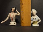 Pincushion  Half Dolls Two - Ceramic Pin Cushion  Lady W necklace  Lady Shawl