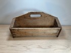 Antique Large Wooden Handle Caddy Carrier Box Tray Tote Primitive Great Look