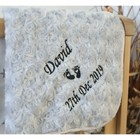 Personalised Baby Blanket Embroidered Rosebud Italic Font Baby Boy Girl Gift
