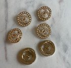 Stamped Lot Of 10 Designer Gold Pearl Button 24mm