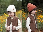  2pcs Baby Beanie Soft Toddler Beanie Warm 2-8 Years Off White dark Orange