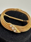 Vtg 1980   s Gold Tone Rhinestones Scarf Ring By Malka M Dep Paris Made In France 