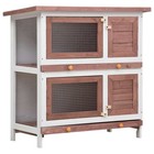 Rabbit Hutch Bunny Cage Pet House For Small Animals Solid Pine Wood Vidaxl