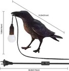 Raven Table Lamp - Crow Desk Lamp - Vintage Resin Bird Lamp - Birds Table Light