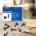 300 Pcs 8 X 1 2 Inch Black Truss Head Wood Screws Quick Metal Self Tapping