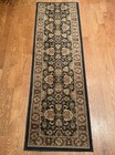 Vintage Indo Rug Runner Black Floral Hand Knotted Wool Oriental 81x26 Mcm