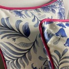 2 Chinoiserie Throw Pillows Blue And White Floral 18 x18  Zipper Made In Spain