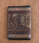 Hand Tooled Leather Trifold Wallet Western Floral Braided Edge Brown